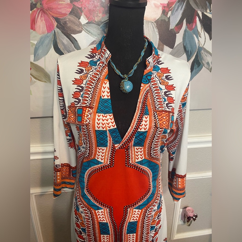 Vibrant Multicolor Tribal Print Dress - Picture 8 of 15